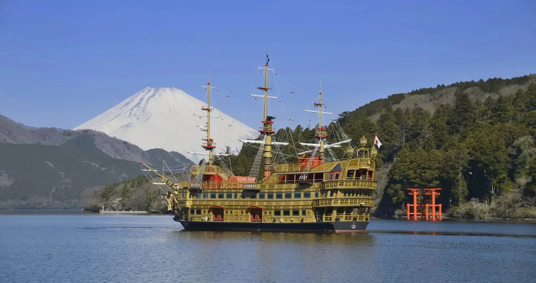 Breathtaking view of Mount Fuji from Lake Ashi during the pirate ship cruise